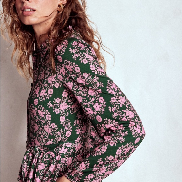 Boden Willow Ruffle Neck Shirt Dress - Picture 4 of 9